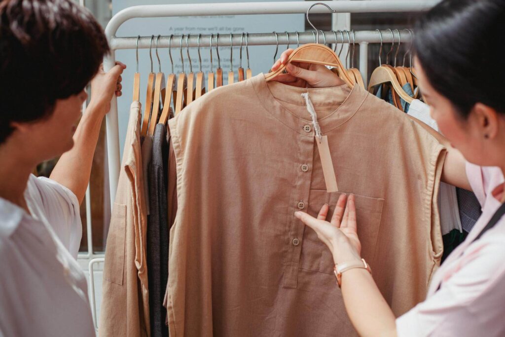 Premium size tags for hangers from Mark Bric Sizers provide clear apparel size identification in stores.